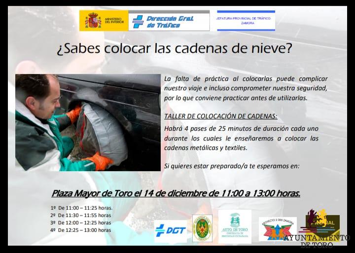 Tr&aacute;fico imparte un taller para ense&ntilde;ar a los conductores a colocar las cadenas de nieve